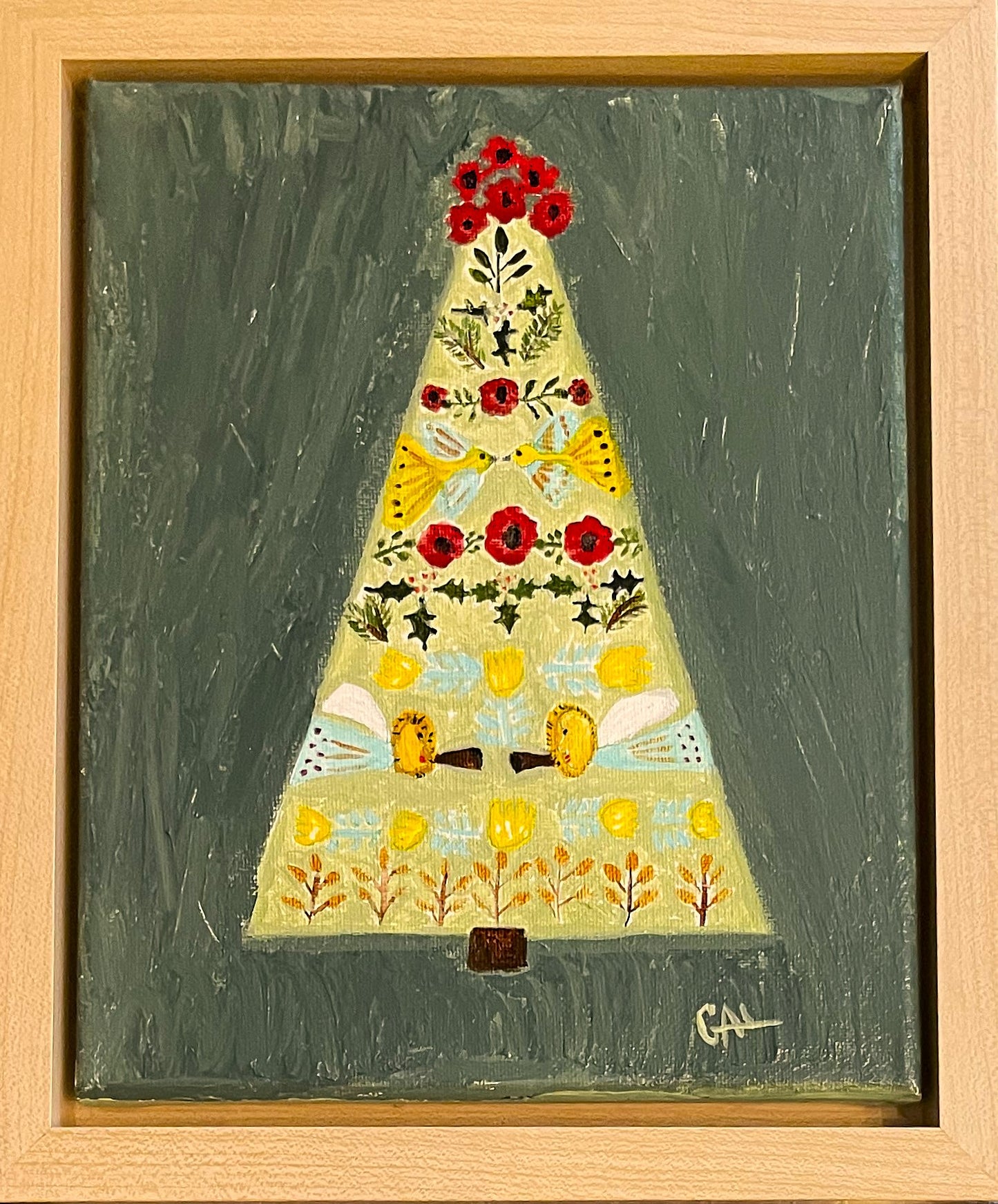 2023 Folk Art Christmas Tree - Mixed Media Painting by Lisa Godin