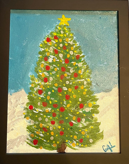 2023 Its Beginning to Feel Like Christmas - Original mixed media painting by Lisa Godin