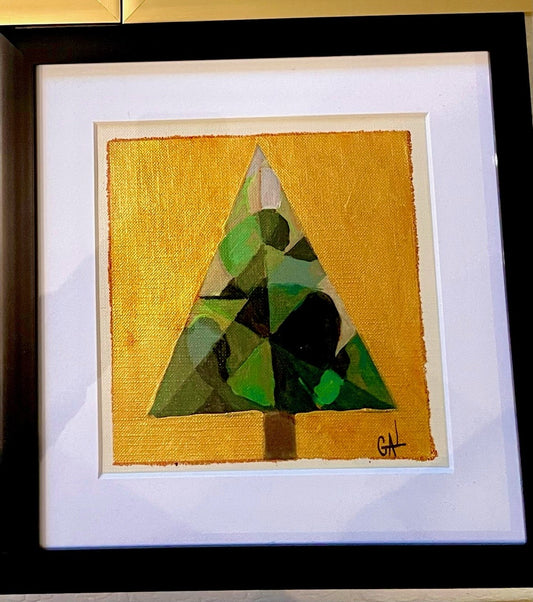 2024 Green Stainglass Christmas Tree - Mixed Media Painting by Lisa Godin