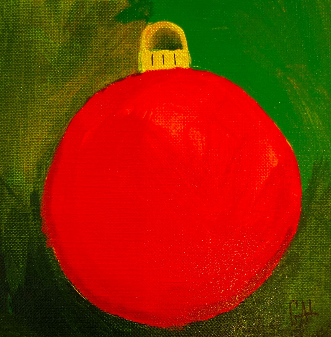 2024 Red Ornament - Mixed Media Painting by Lisa Godin