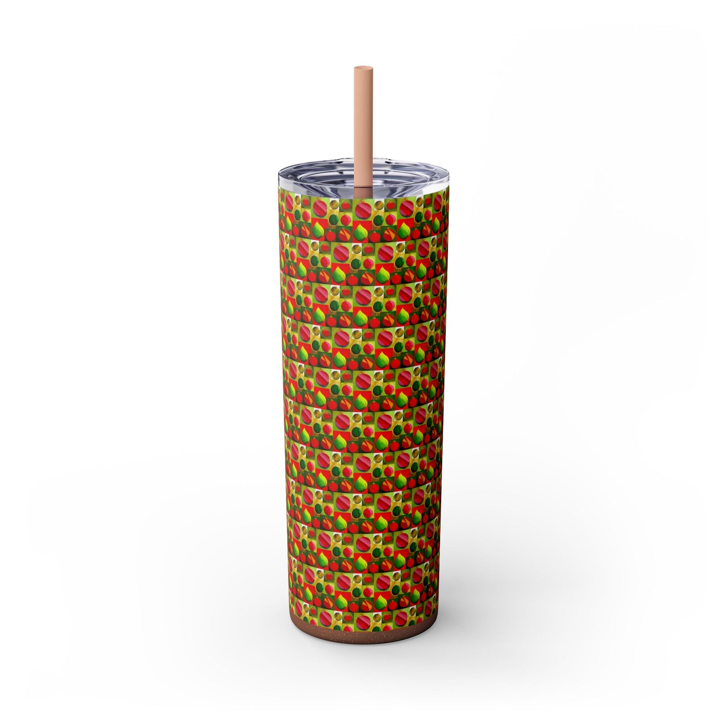 Festive Christmas Ornament Tree Skinny Tumbler with Straw, 20oz