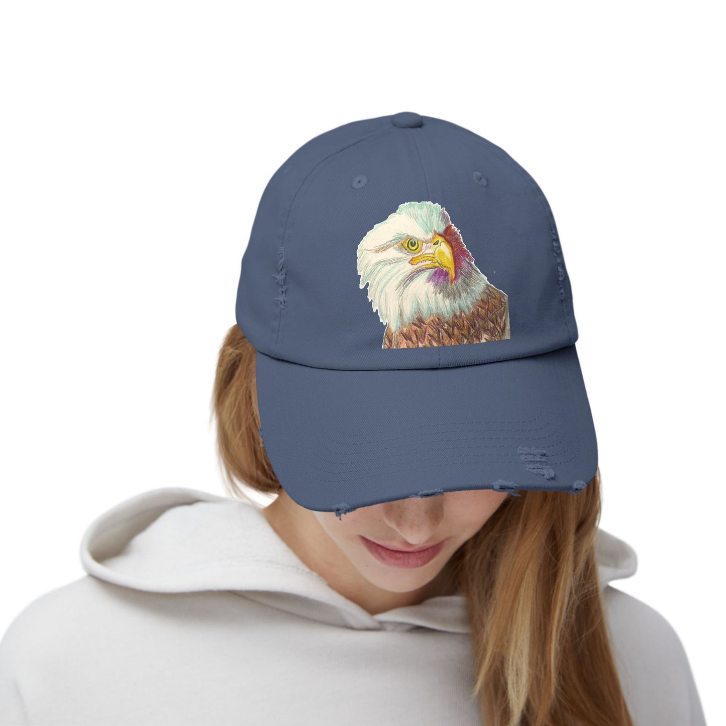 Unisex Distressed Eagle Cap - Vintage Style Adjustable Hat