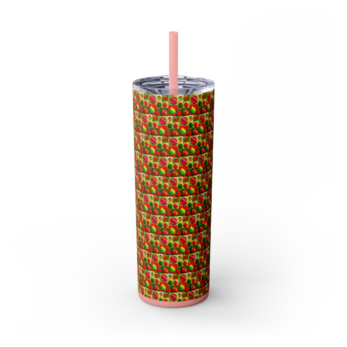 Festive Christmas Ornament Tree Skinny Tumbler with Straw, 20oz