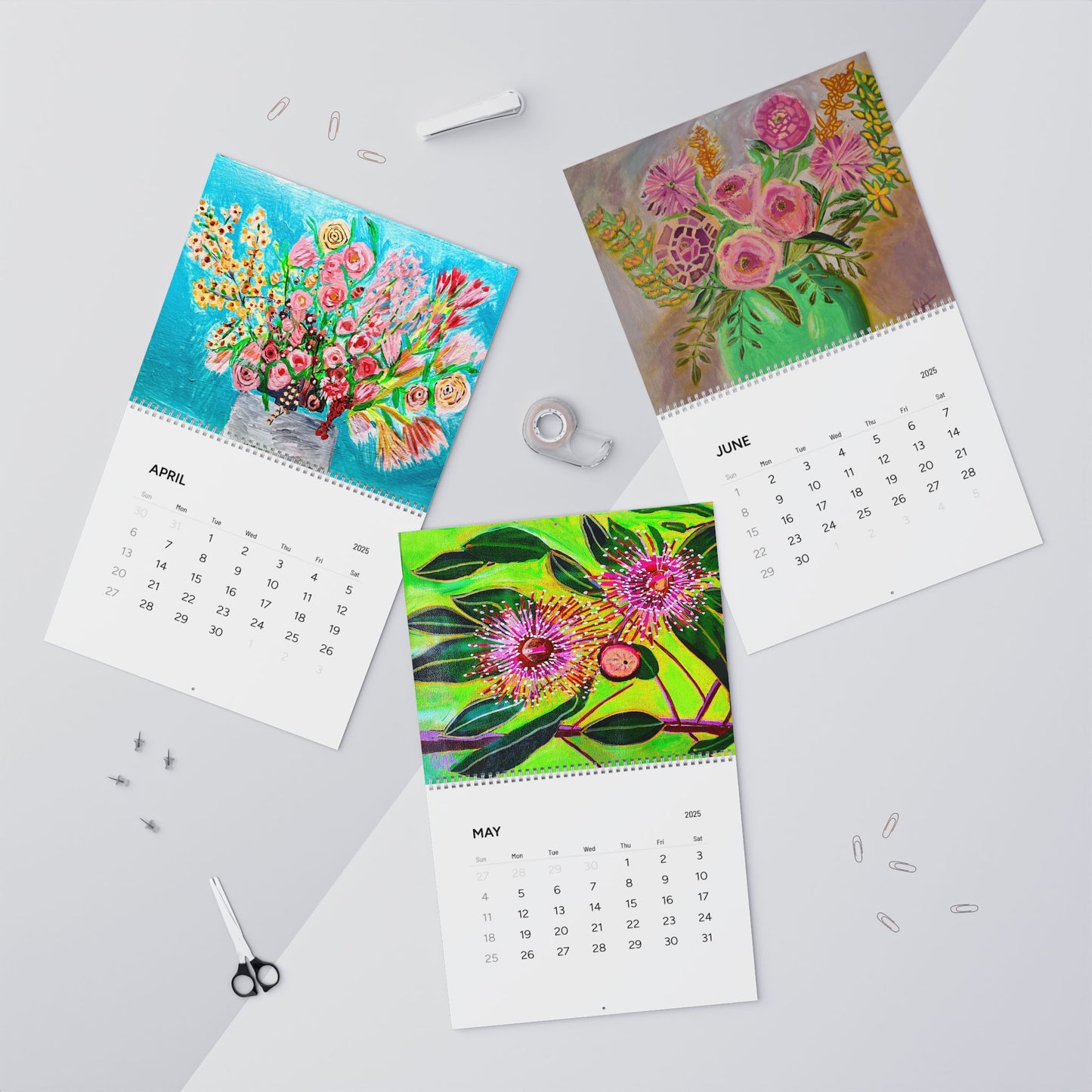 Original Mixed Media Paintings by Artist Lisa Godin Wall Calendars (2025)