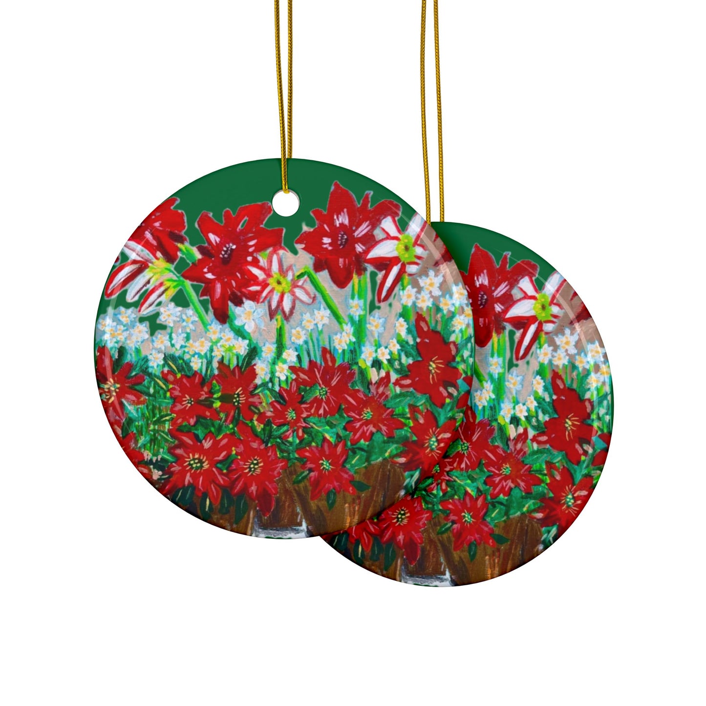 Randall's Holiday Plant Table 2 Sided Ceramic Ornament