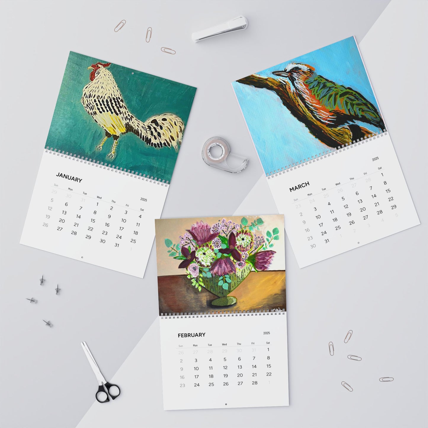 Original Mixed Media Paintings by Artist Lisa Godin Wall Calendars (2025)