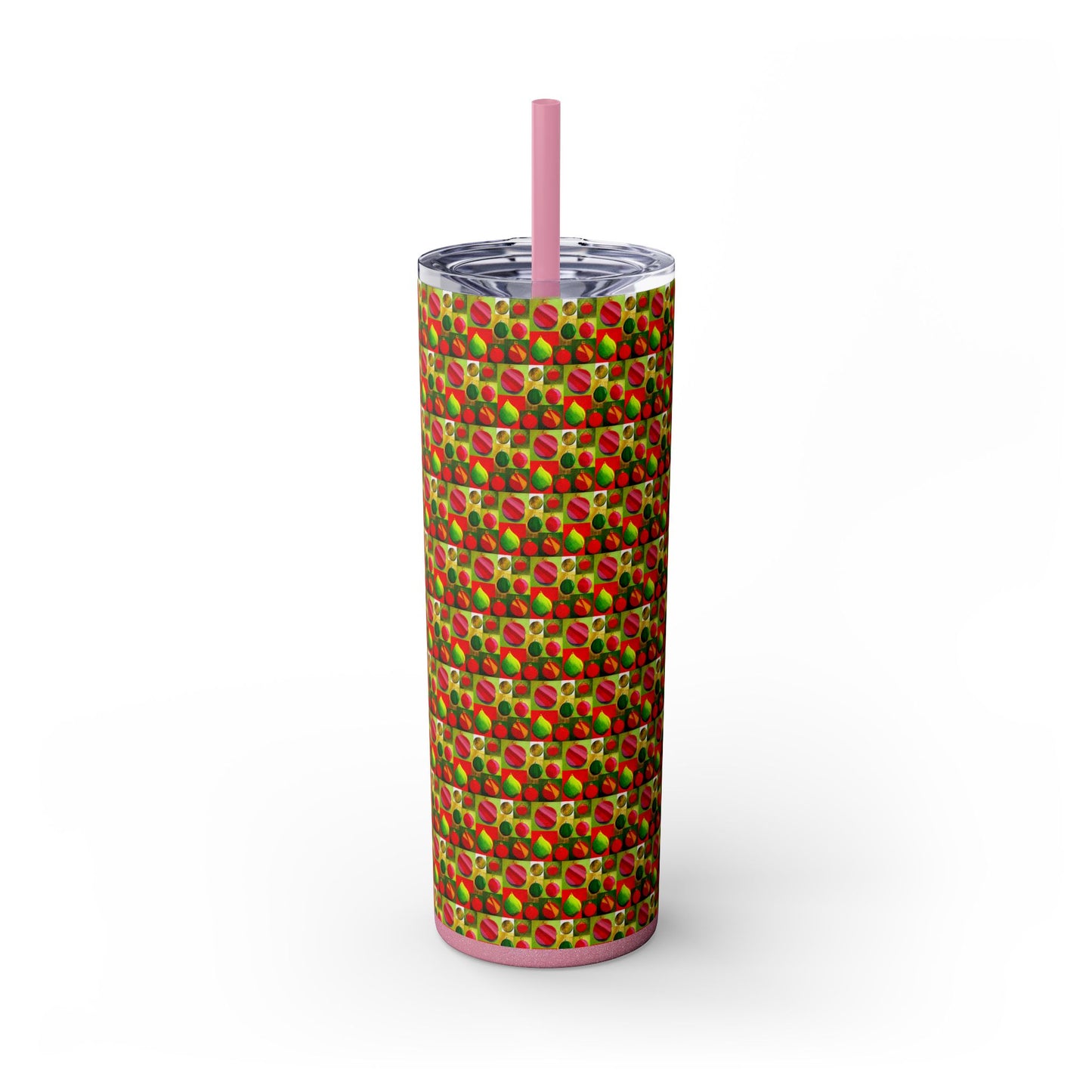 Festive Christmas Ornament Tree Skinny Tumbler with Straw, 20oz