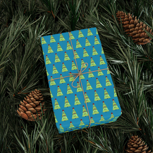 Folkart Christmas Tree Wrapping Papers (Turquoise)