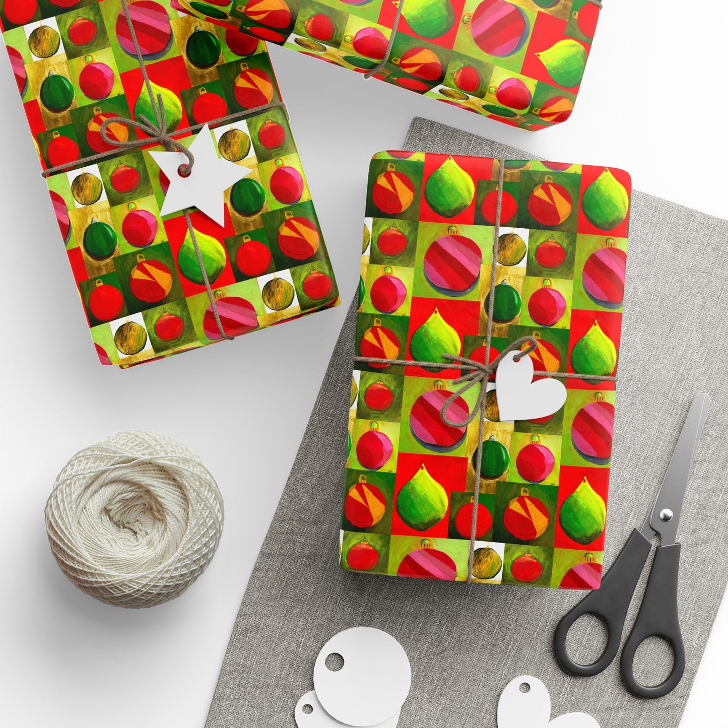 2024 Artist Painted Christmas Ornament Wrapping Papers