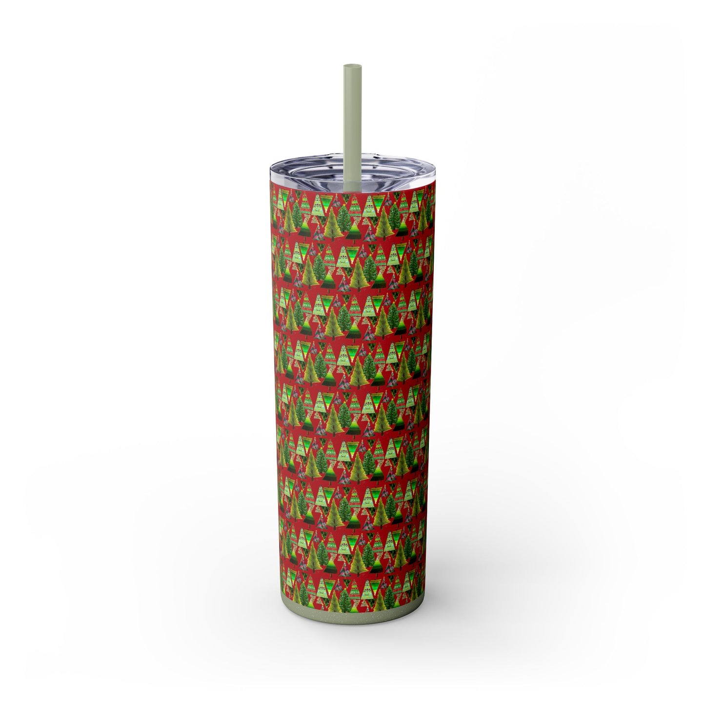 Festive Pine Tree Skinny Tumbler with Straw, 20oz