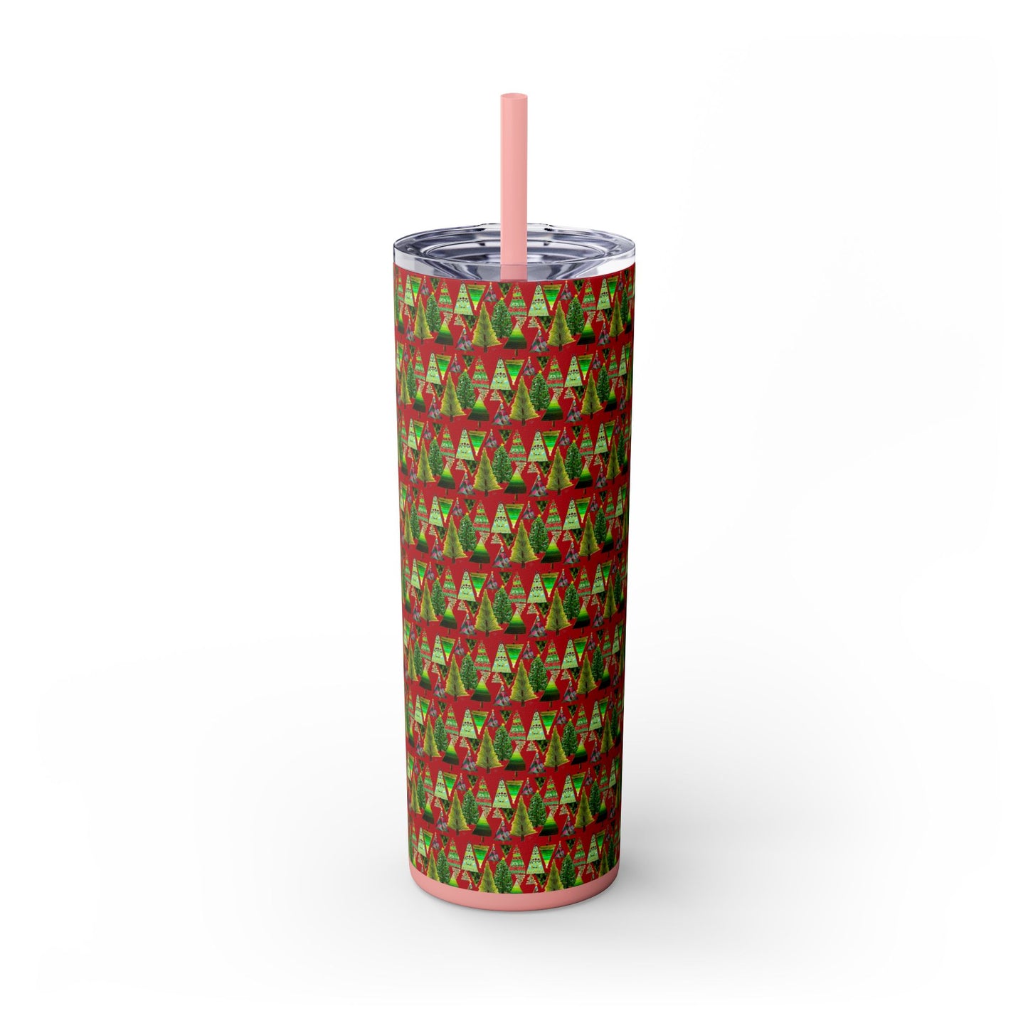 Festive Pine Tree Skinny Tumbler with Straw, 20oz