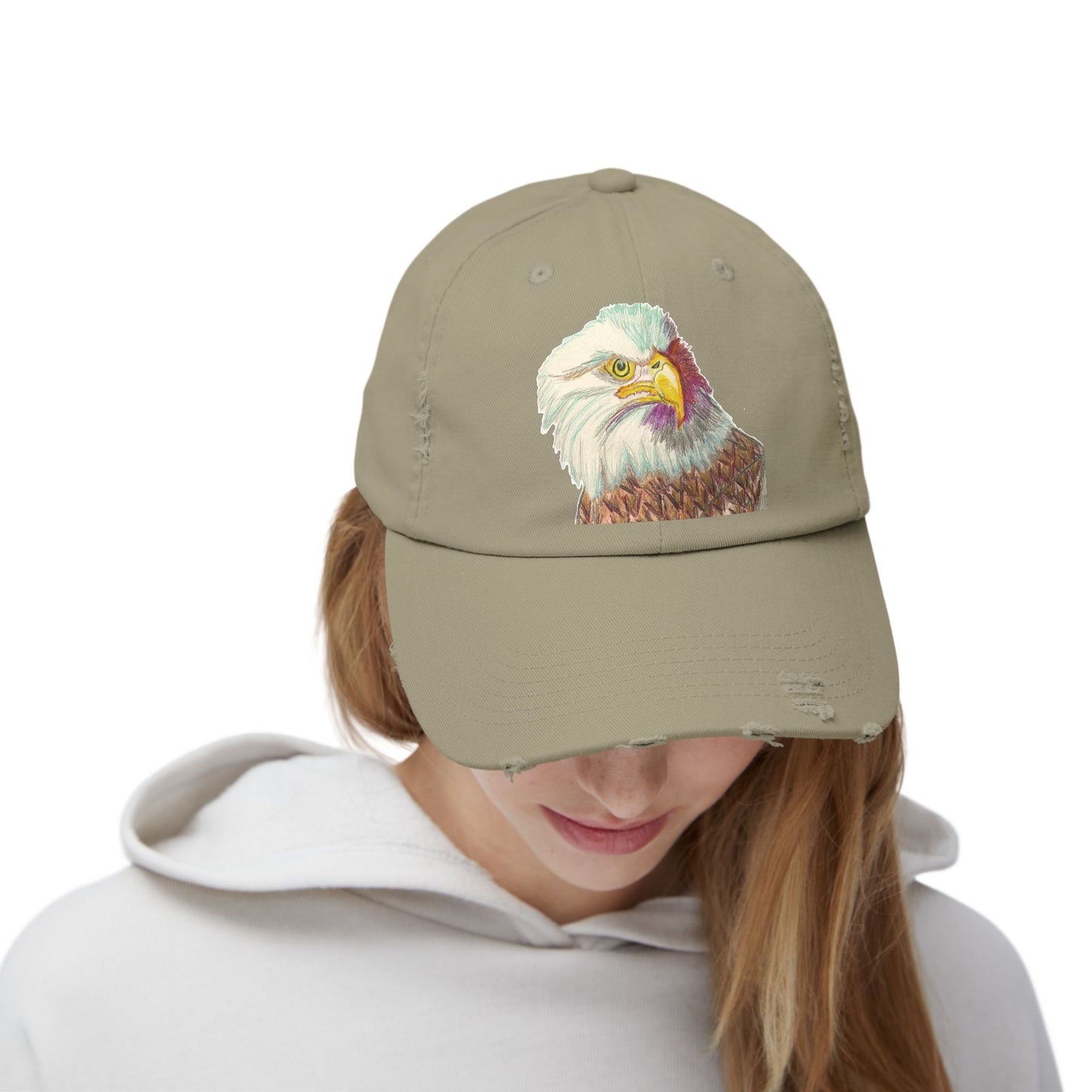 Unisex Distressed Eagle Cap - Vintage Style Adjustable Hat