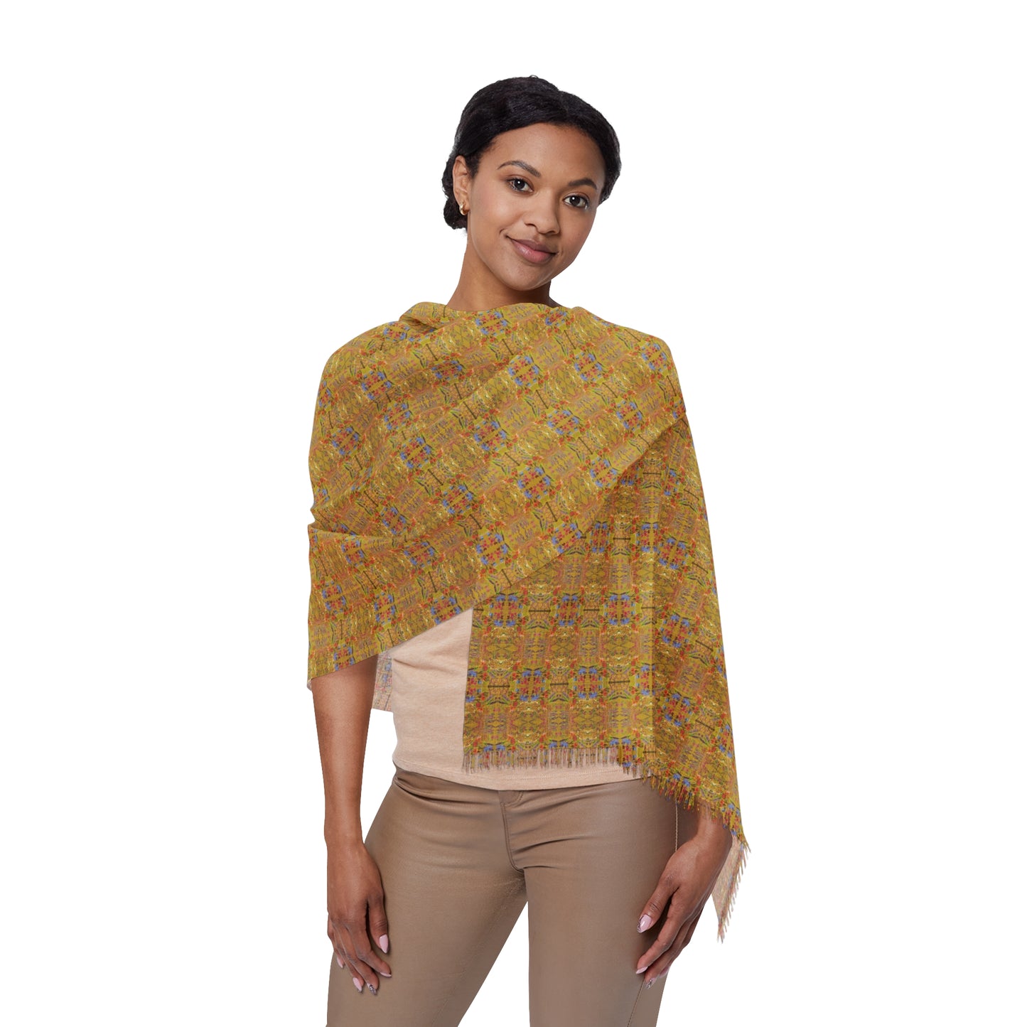Inverted Floral Stem Pattern Light Scarf