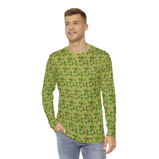 Chartruese Christmas Tree Men's Long Sleeve Shirt (AOP)