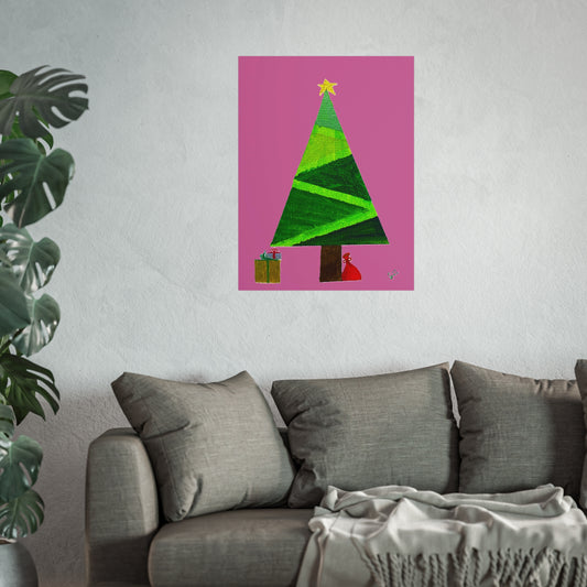 2023 Modern Christmas Tree Presents Giclée Fine Art Print