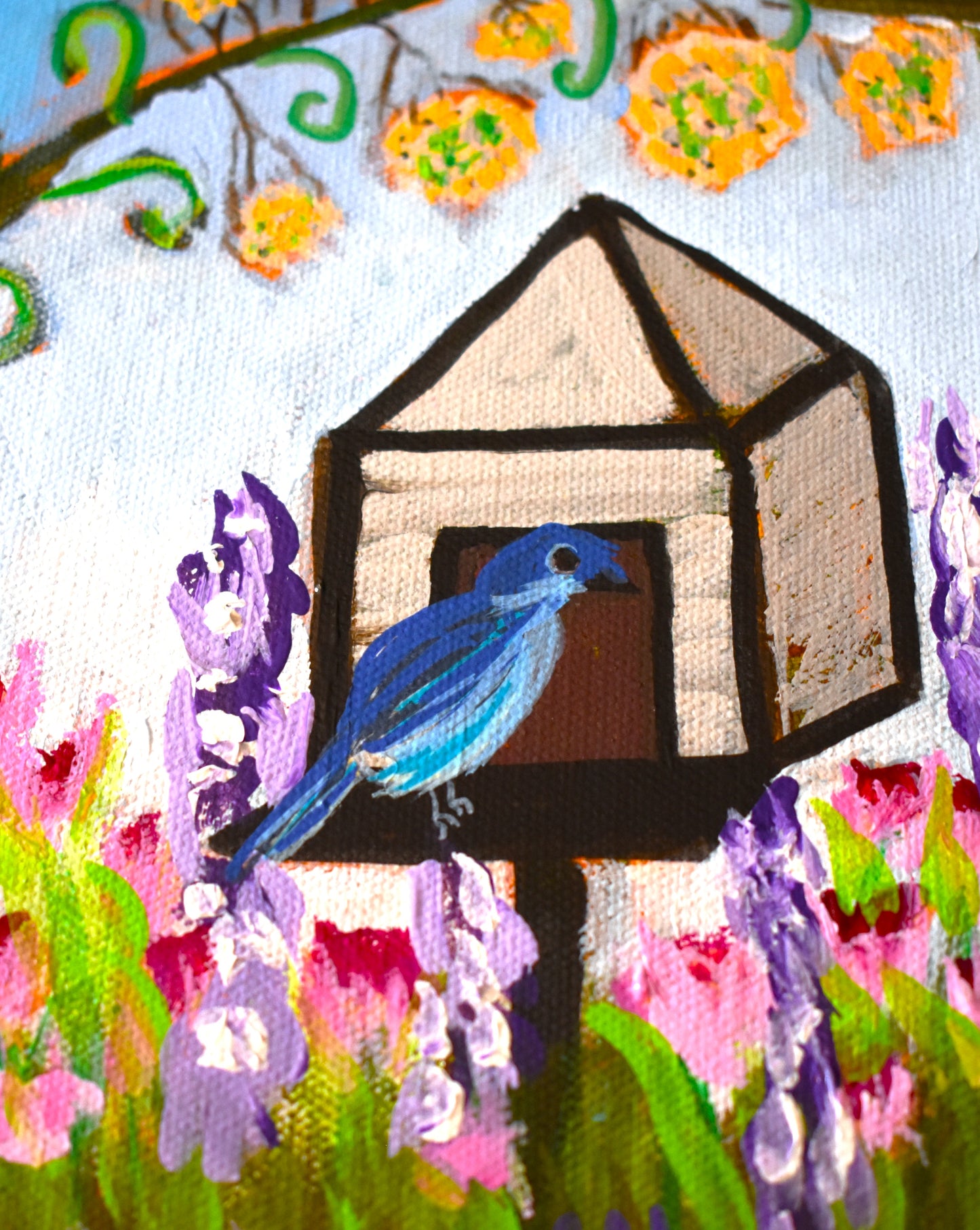 American Folk Art Home Garden an Original Painting by Lisa Godin