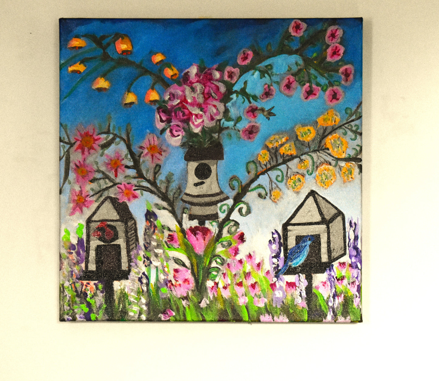 American Folk Art Home Garden an Original Painting by Lisa Godin