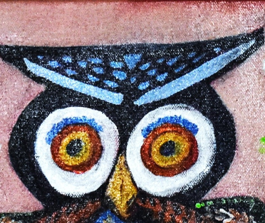 American Folk Art Owl an Original Painting by Lisa Godin