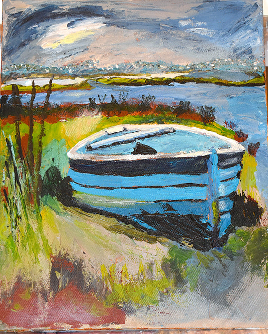 Beached Rowboat an Original Painting by Lisa Godin