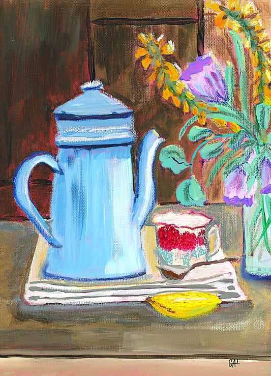 Blue Tea Pot Still Life an Original Painting by Lisa Godin
