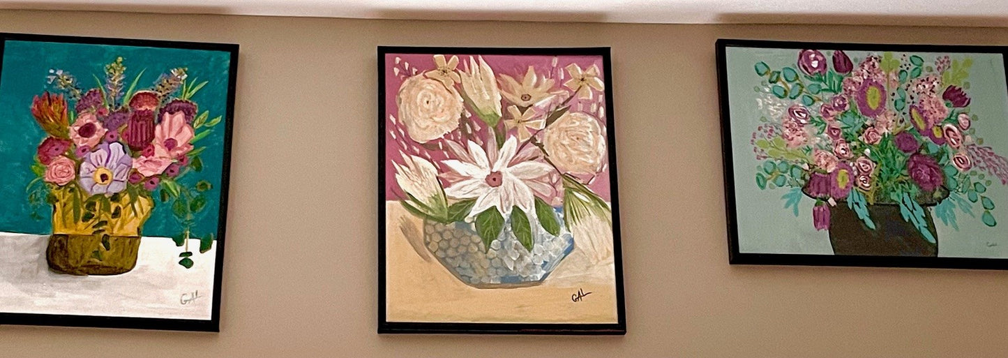 Blush Bouquet - Original Mixed Media Acrylic Painting by Lisa Godin