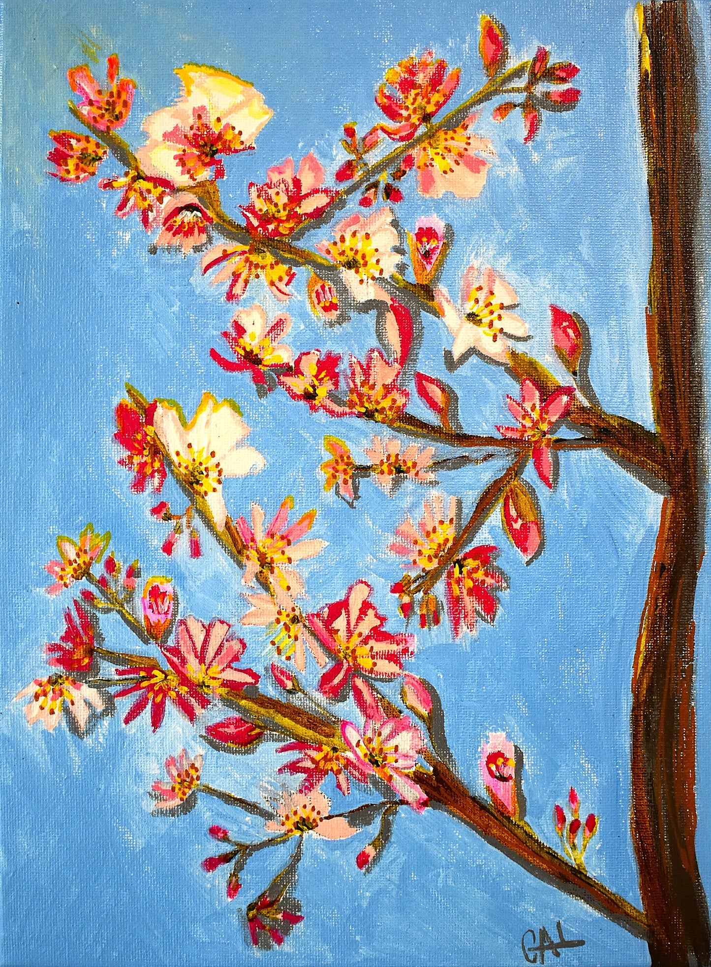 Cherry Blossom - Original Acrylic and Oil Pastel by Lisa Godin