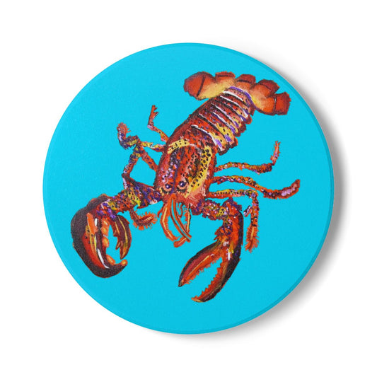 Colorful Lobster Bright Turquoise Nautical Ceramic Drink Coaster