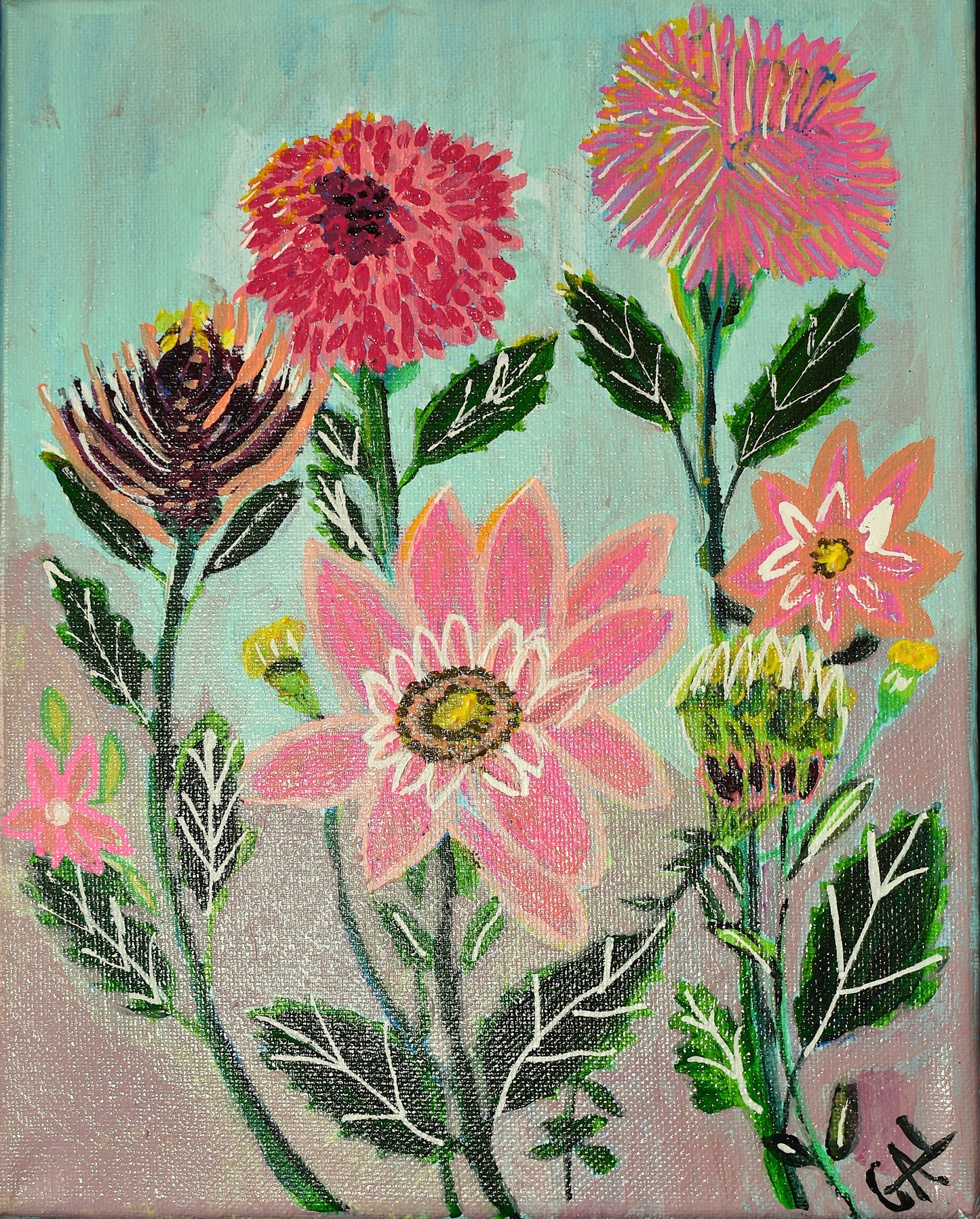 Dahlias - Original Acrylic Painting by Lisa Godin