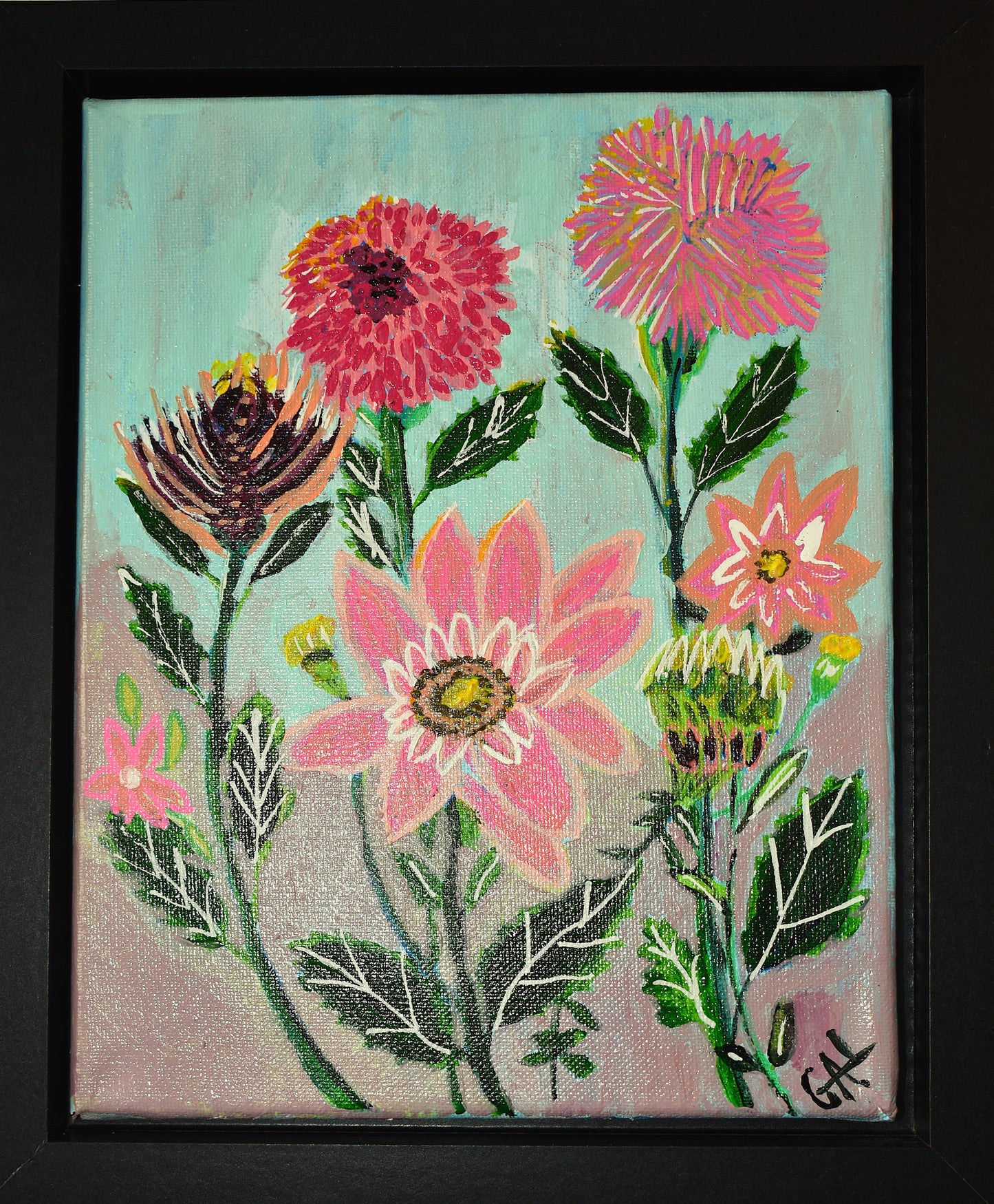 Dahlias - Original Acrylic Painting by Lisa Godin