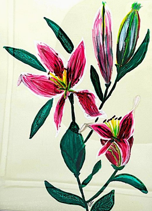 Easter Lily - Original Mixed Media Acrylic Painting by Lisa Godin