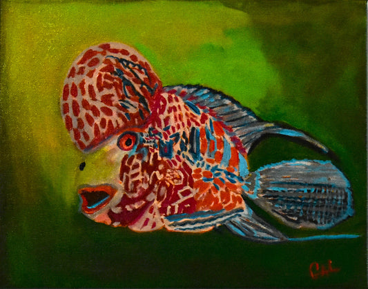 Fabulous Flower Horn Fish an Original Painting by Lisa Godin