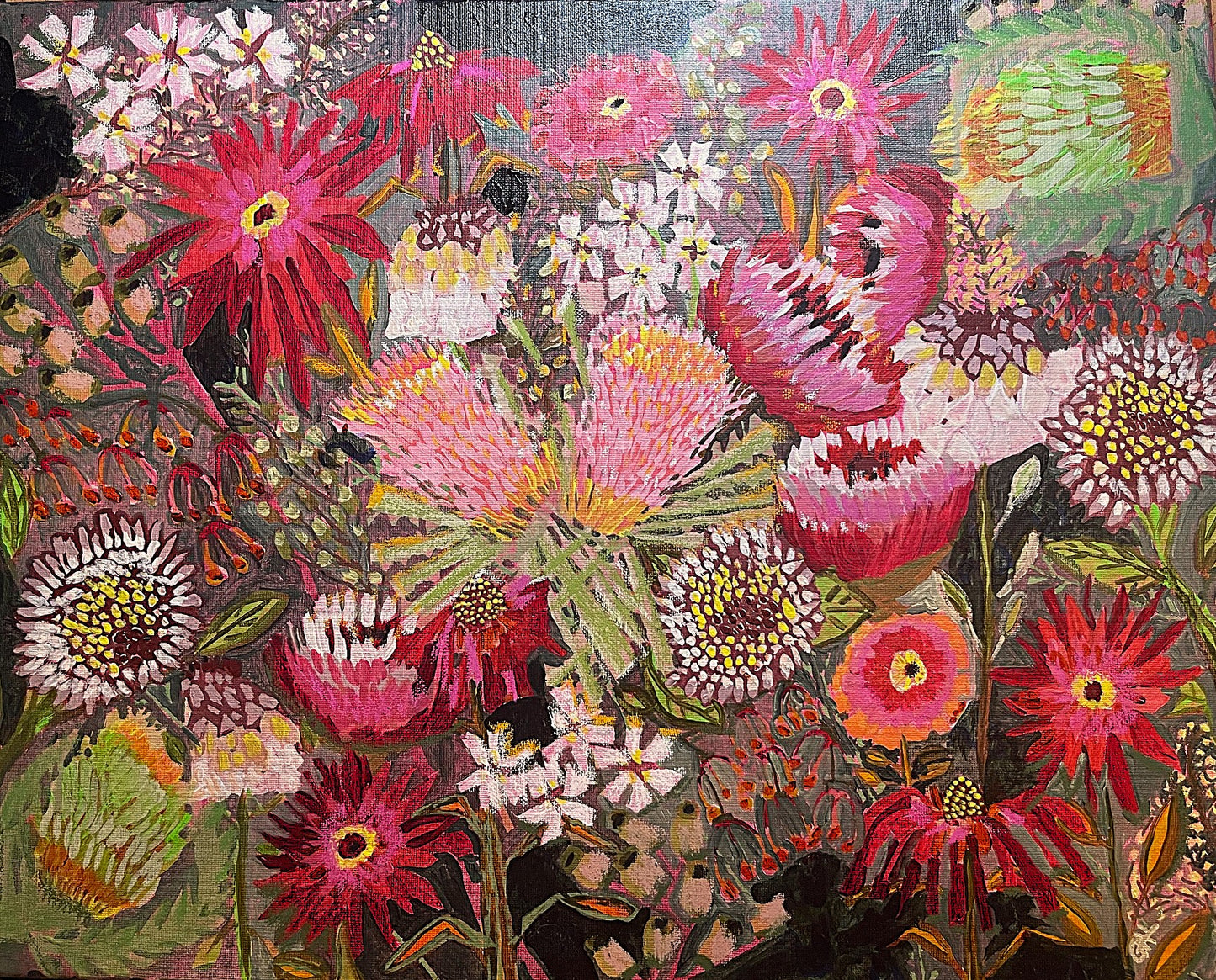 Floral Fireworks an Original Painting by Lisa Godin