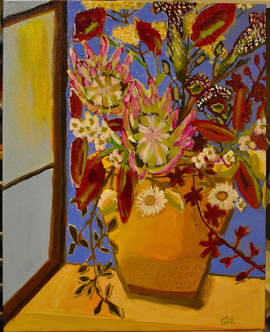 French Pot in Window an Original Painting by Lisa Godin