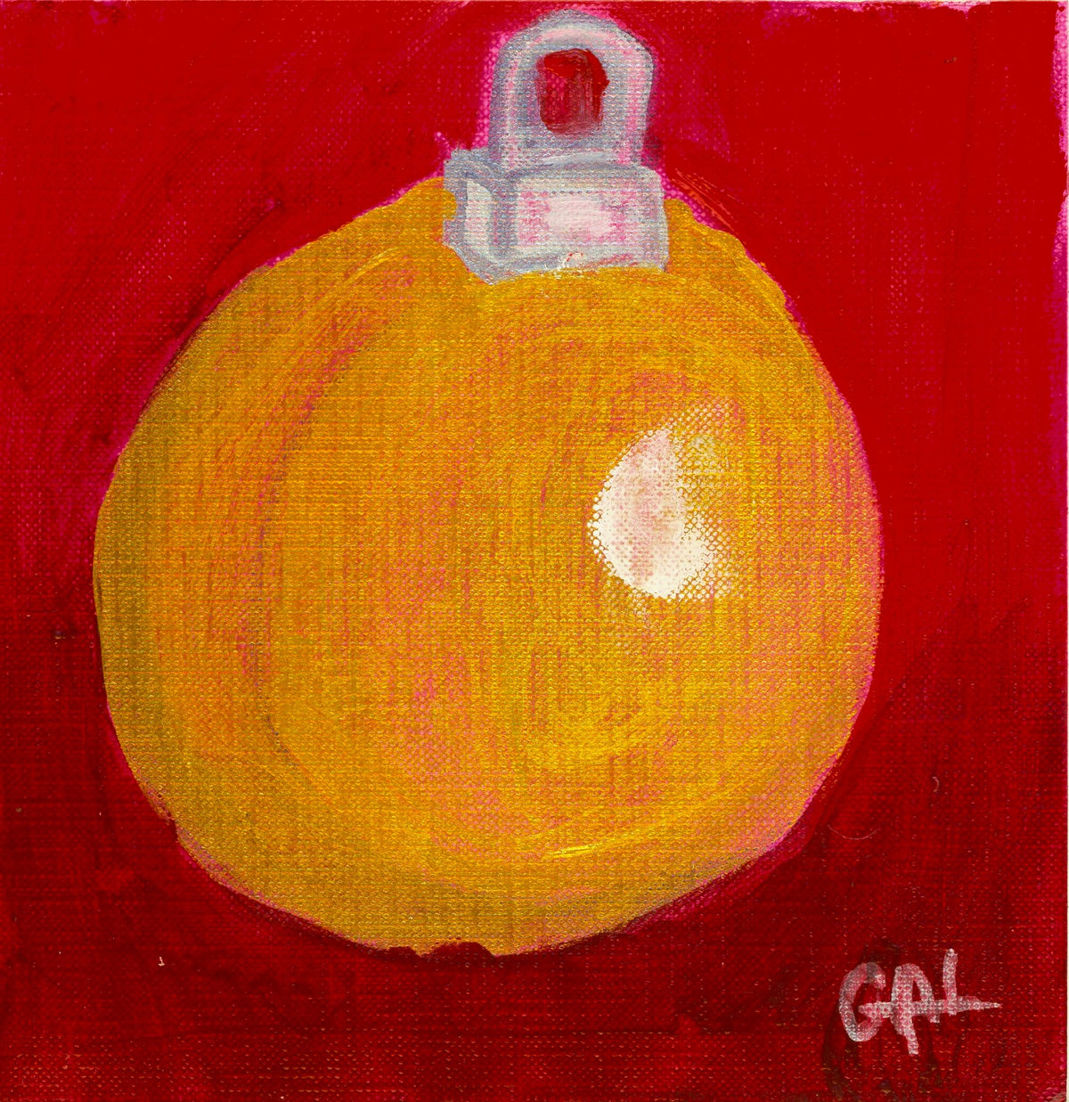 Gold Christmas Ball Original Acrylic Painting by Lisa Godin