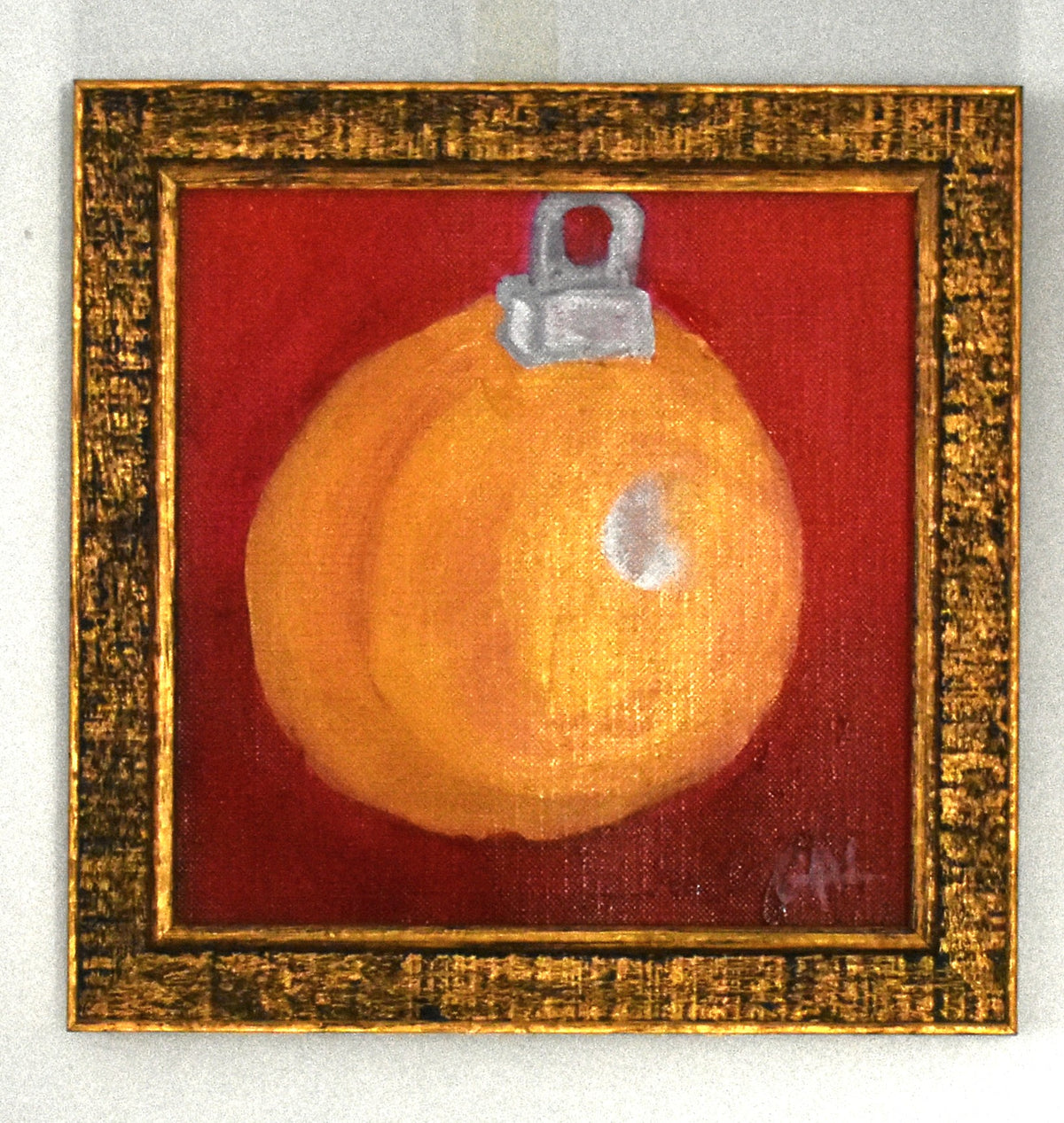 Gold Christmas Ball Original Acrylic Painting by Lisa Godin