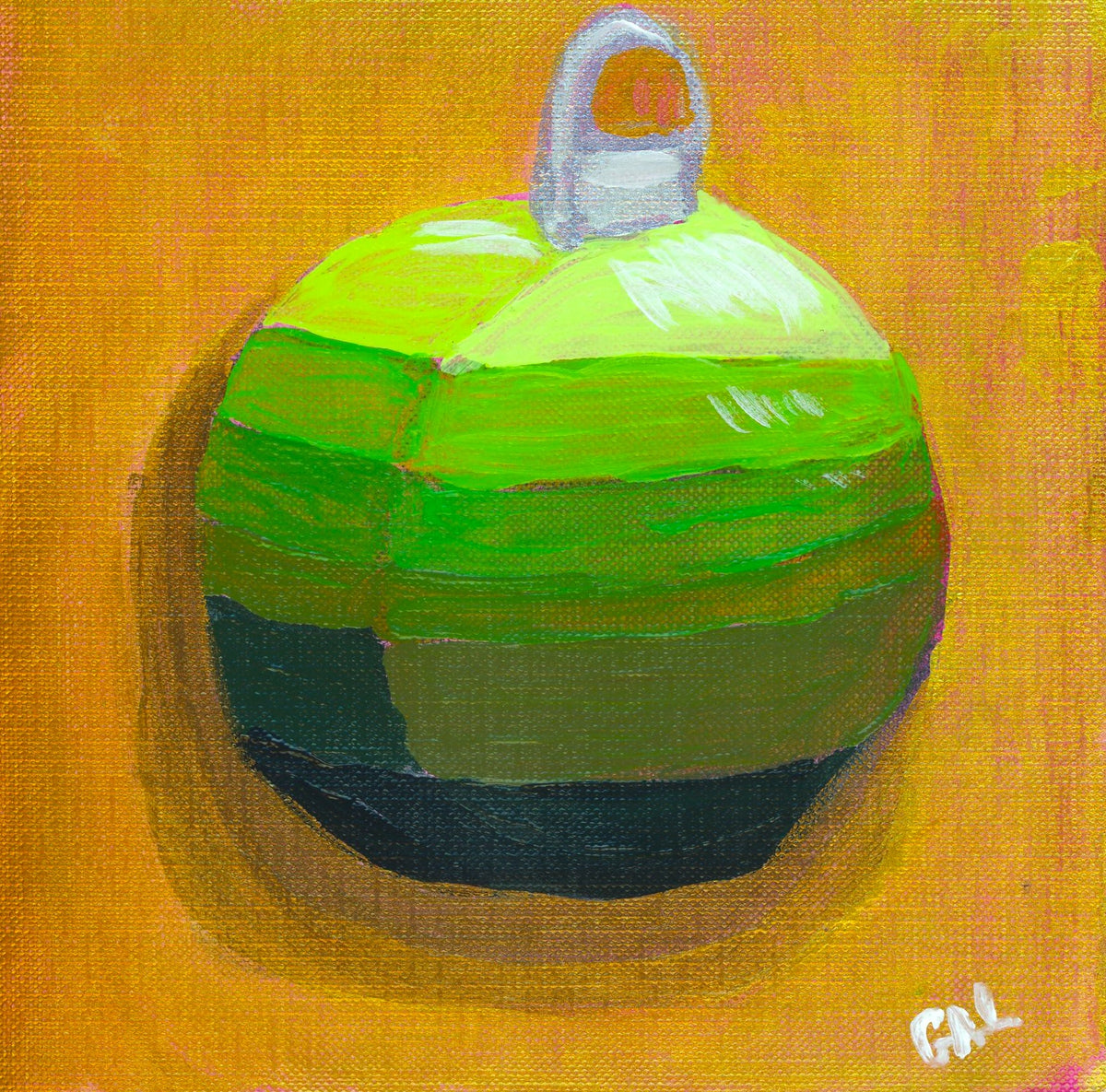 Green Striped Ornament Original Acrylic Painting by Lisa Godin