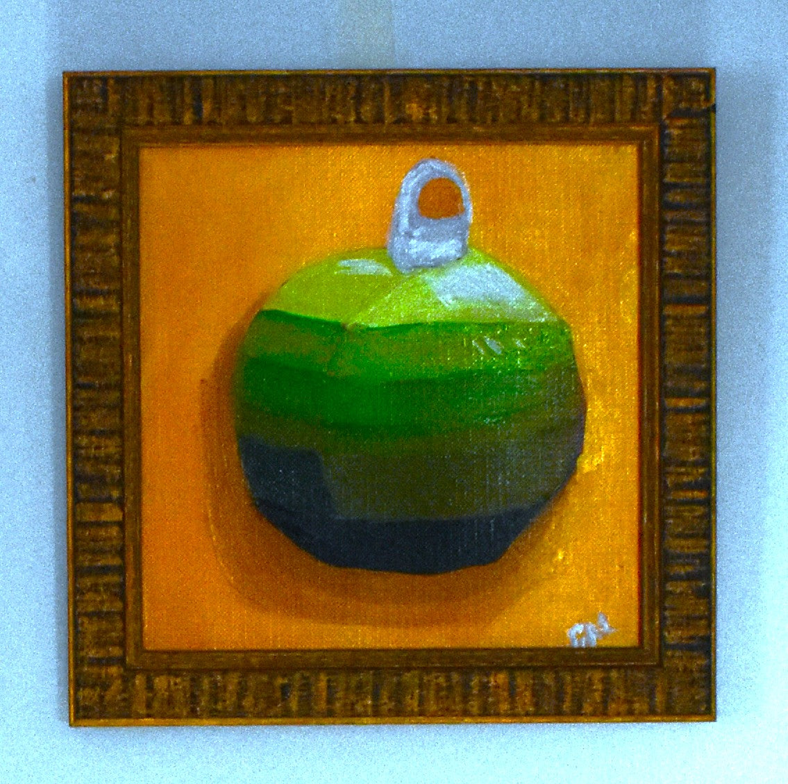 Green Striped Ornament Original Acrylic Painting by Lisa Godin