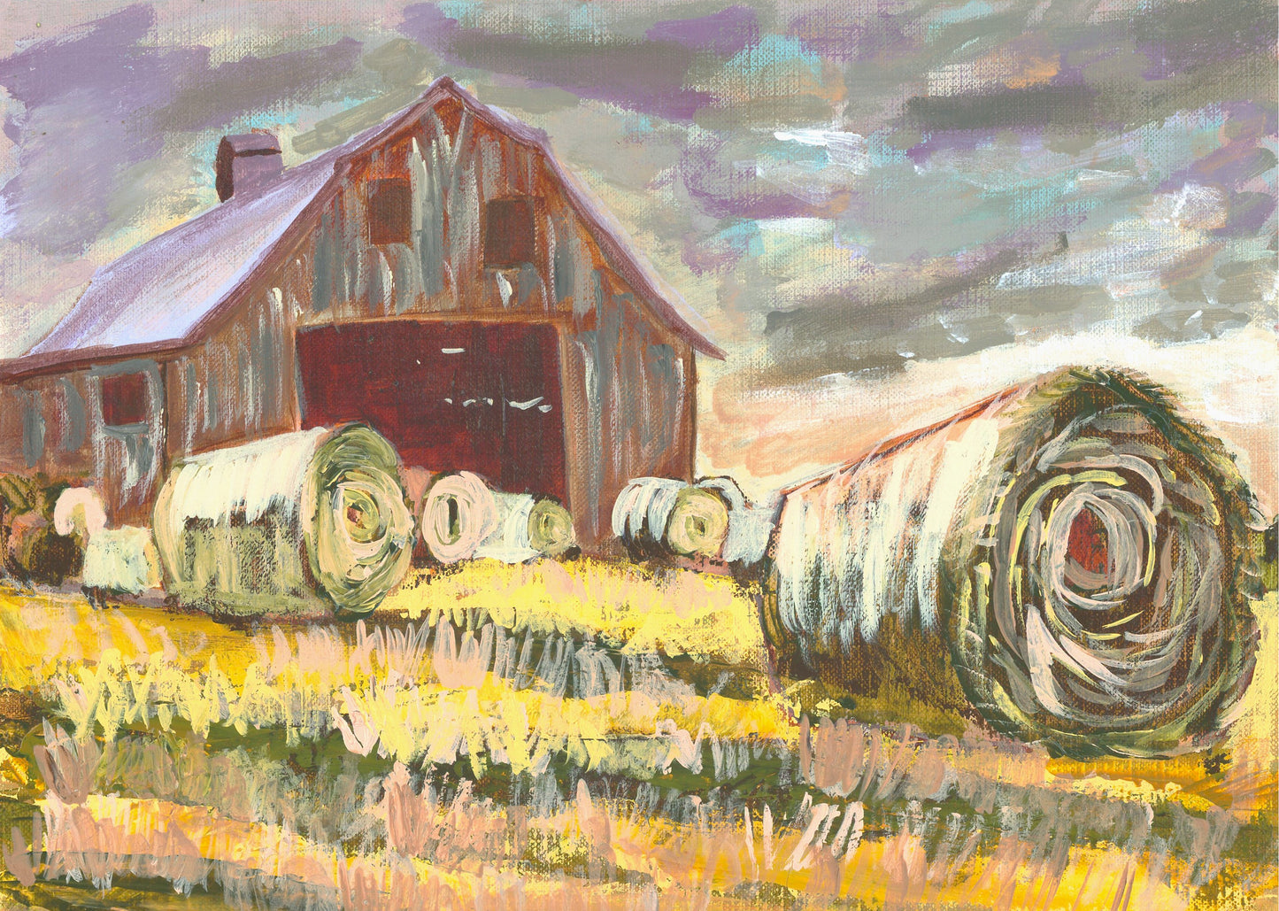 Hauling in the Hay an Original Painting by Lisa Godin