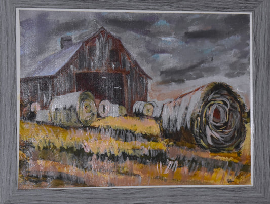 Hauling in the Hay an Original Painting by Lisa Godin
