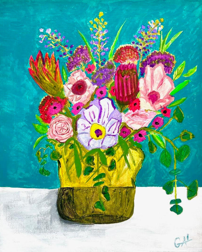 Joyful Bouquet - Original mixed media painting by Lisa Godin