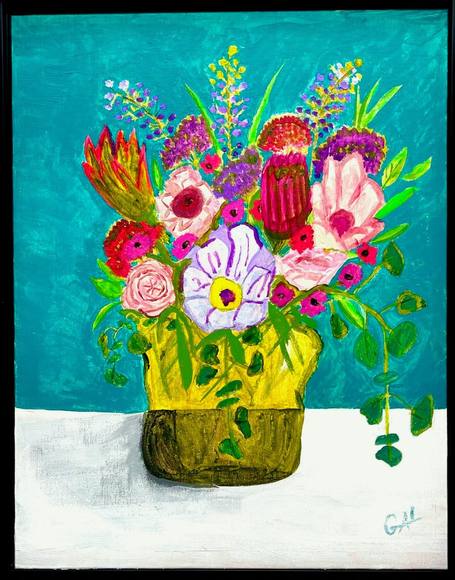 Joyful Bouquet - Original mixed media painting by Lisa Godin