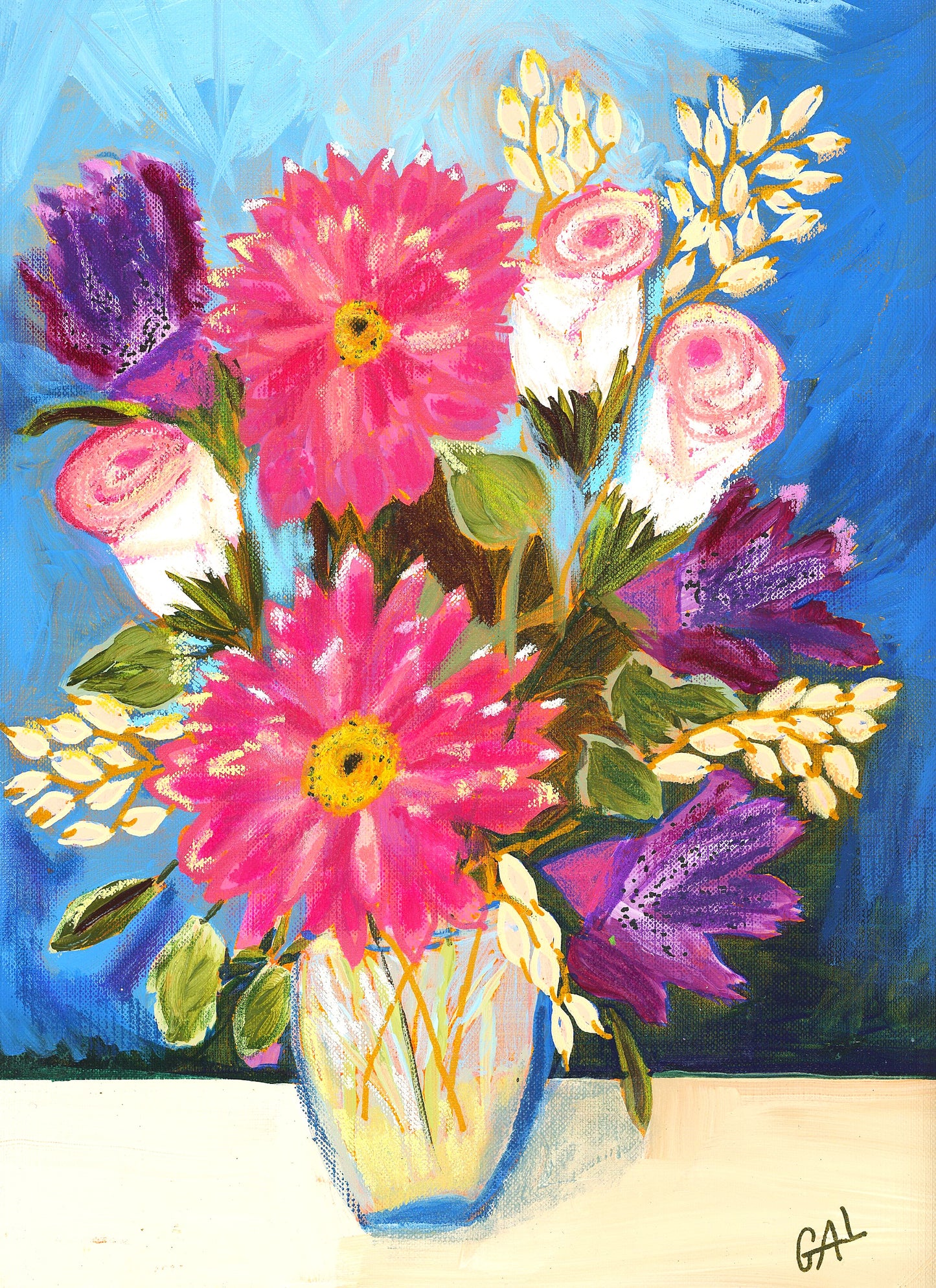 Navy Bouquet Challenge an Original Painting by Lisa Godin