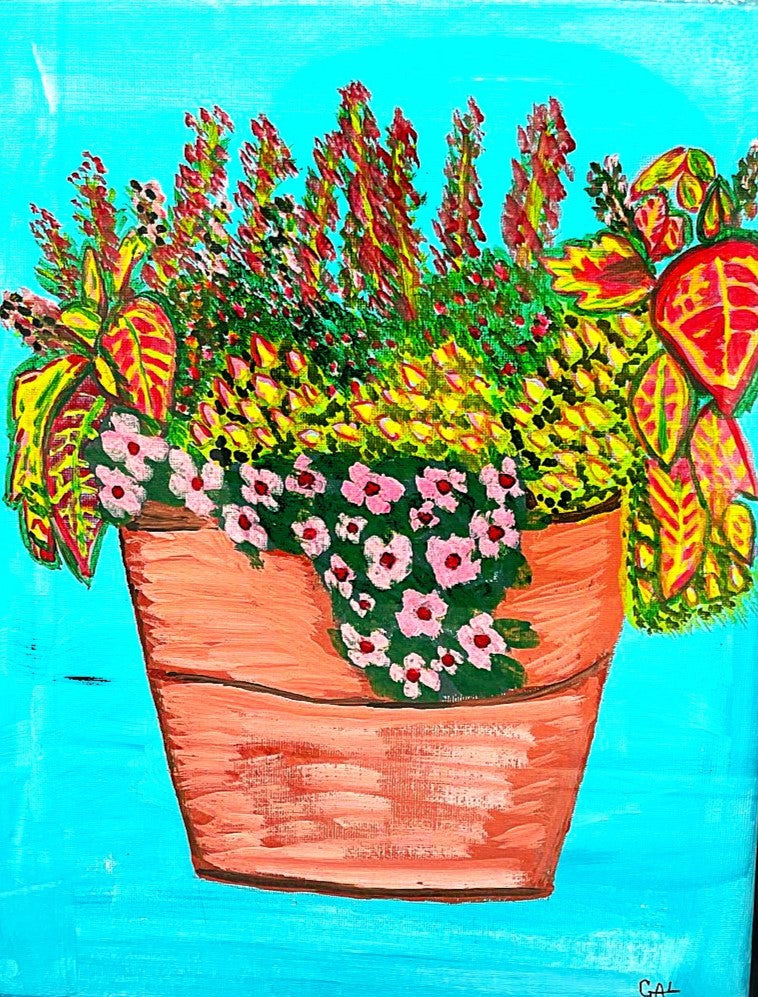 Patio Pot - Original Acrylic Painting by Lisa Godin