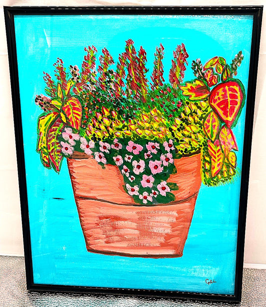 Patio Pot - Original Acrylic Painting by Lisa Godin