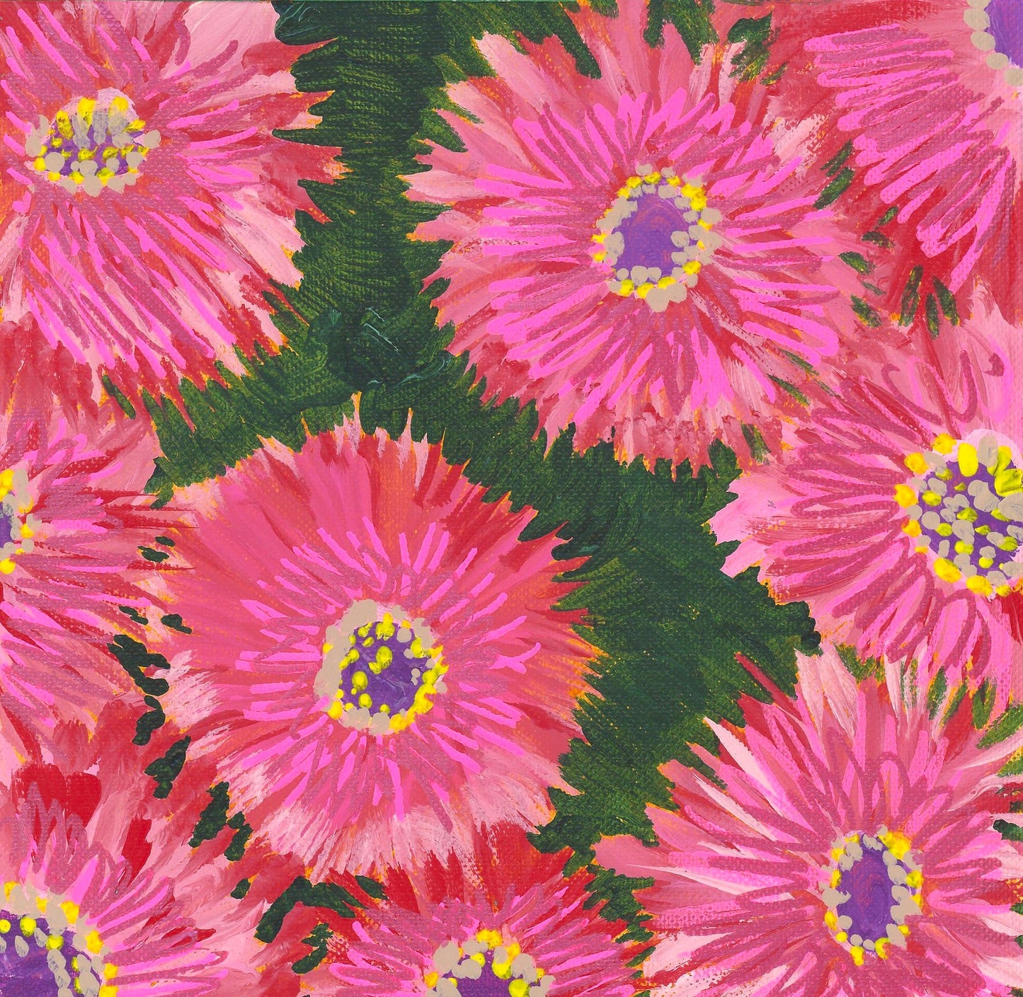 Pink Dahlias - Original Acrylic Painting by Lisa Godin