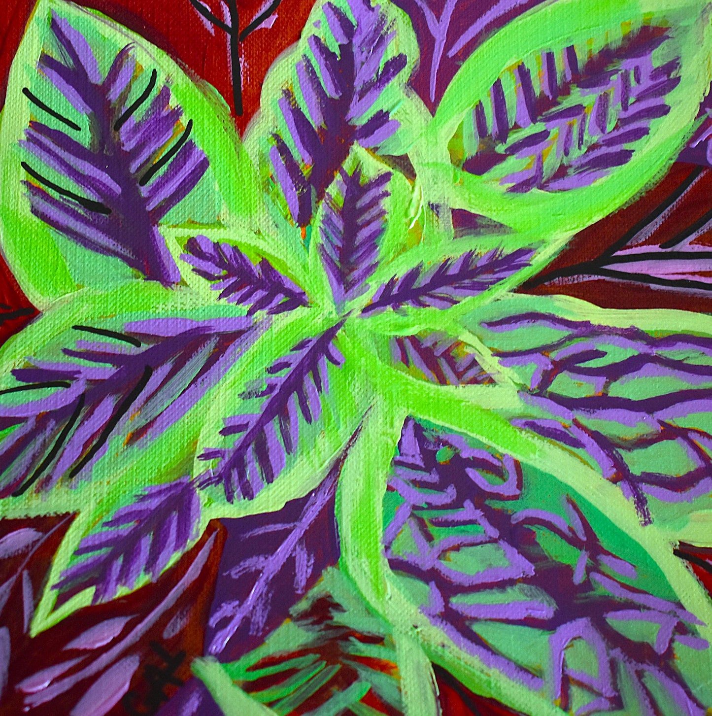 Purple Coleus - Original Acrylic Painting by Lisa Godin