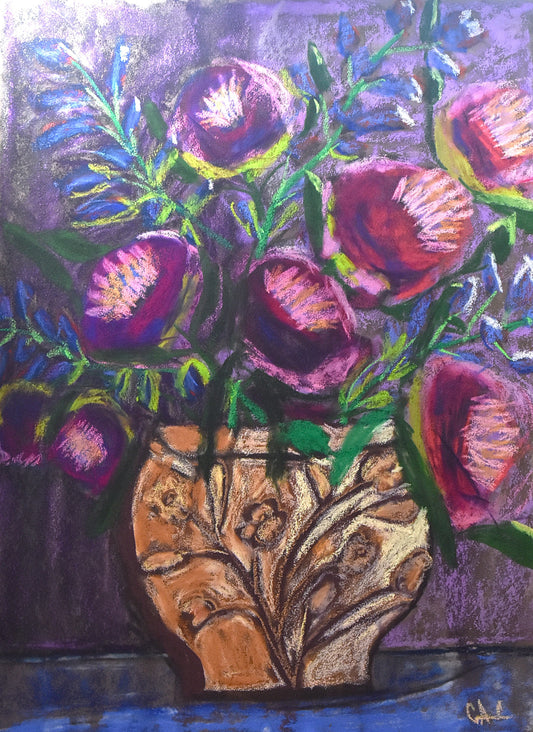 Purple Blue Peonies an Original Painting by Lisa Godin