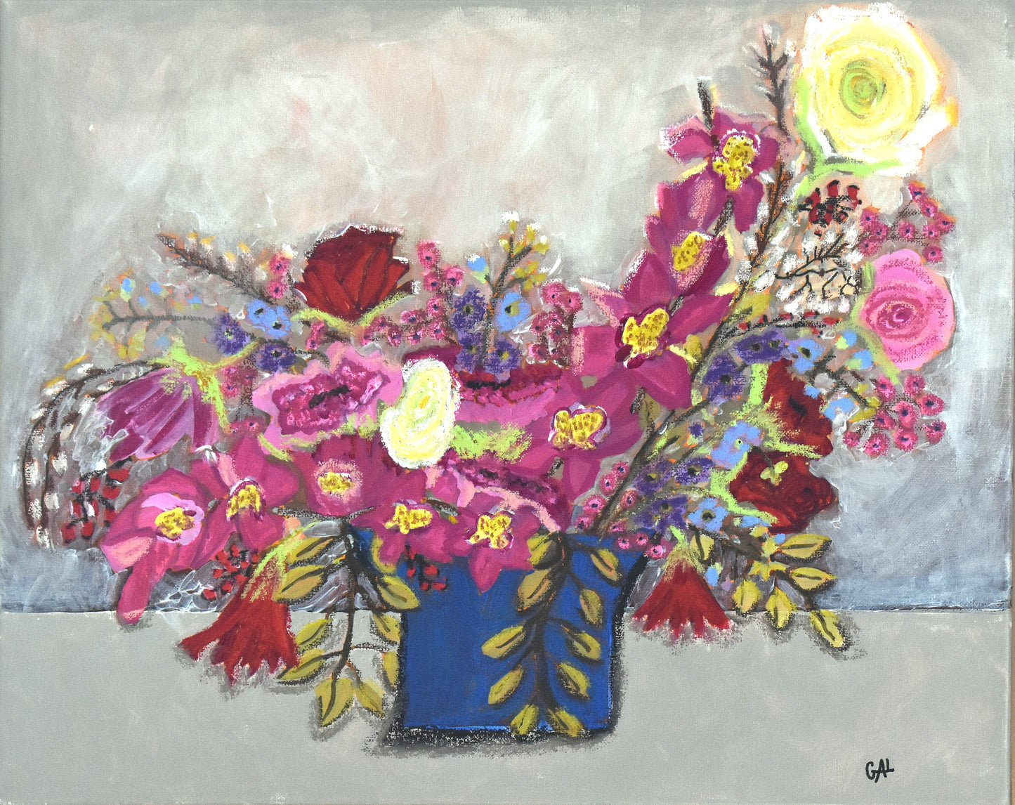 Pussy Willows and Blooms an Original Painting by Lisa Godin