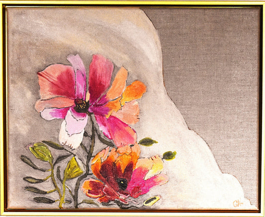 Rainbow Ranuculus an Original Painting by Lisa Godin