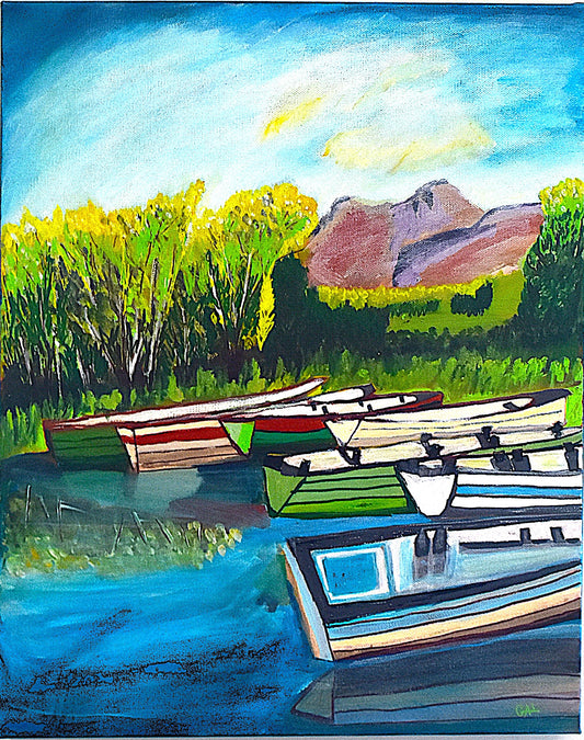 Rowboats of Lough Lean an Original Painting by Lisa Godin